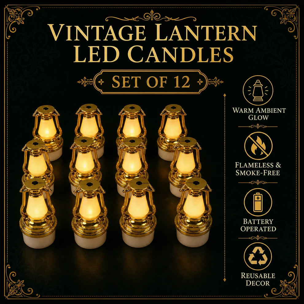 Vintage Lantern Flameless LED Candle Set – Elegant Warm Glow