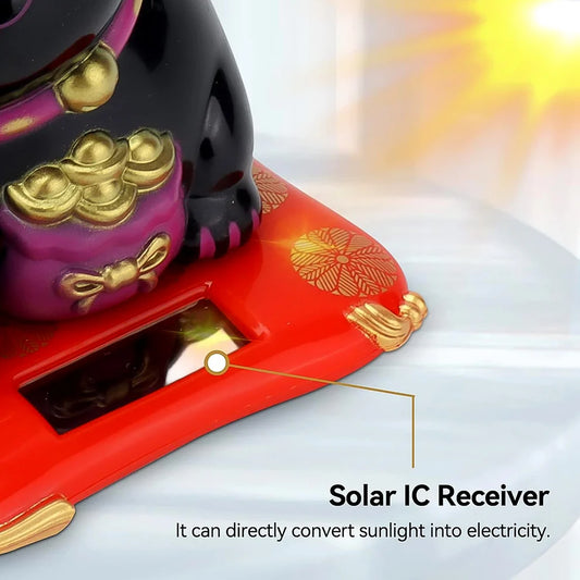 Waving Lucky Cat Statue – Solar Powered Wealth Decor