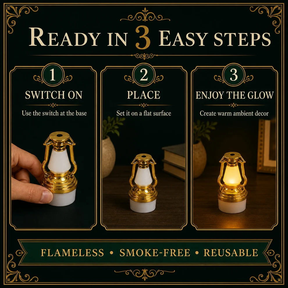 Vintage Lantern Flameless LED Candle Set – Elegant Warm Glow