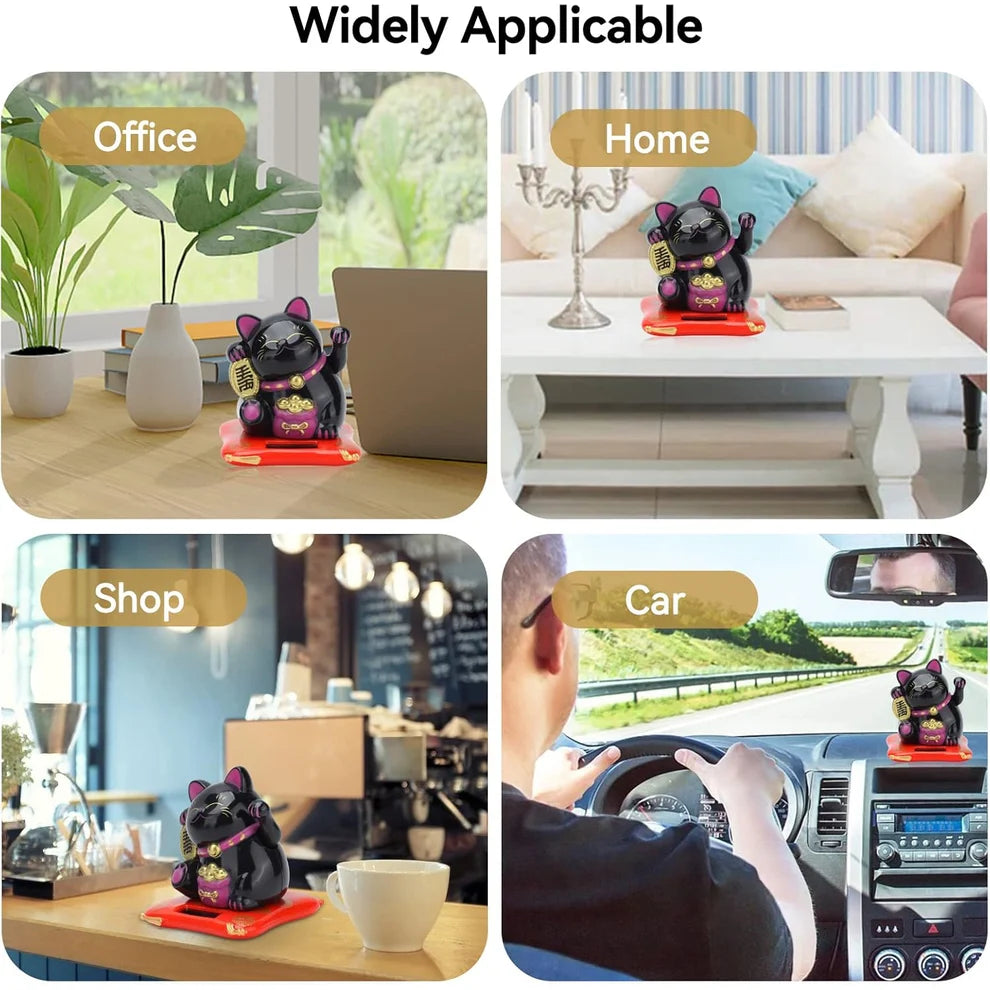 Waving Lucky Cat Statue – Solar Powered Wealth Decor