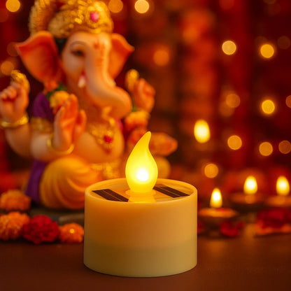 Solar Powered LED Flameless Candle – Safe Warm Glow for Decor [1 PC]