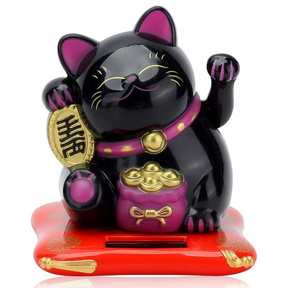 Waving Lucky Cat Statue – Solar Powered Wealth Decor