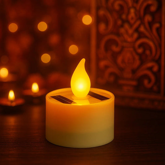 Solar Powered LED Flameless Candle – Safe Warm Glow for Decor [1 PC]