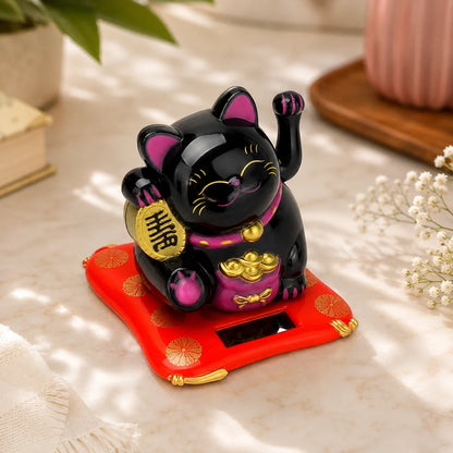 Waving Lucky Cat Statue – Solar Powered Wealth Decor