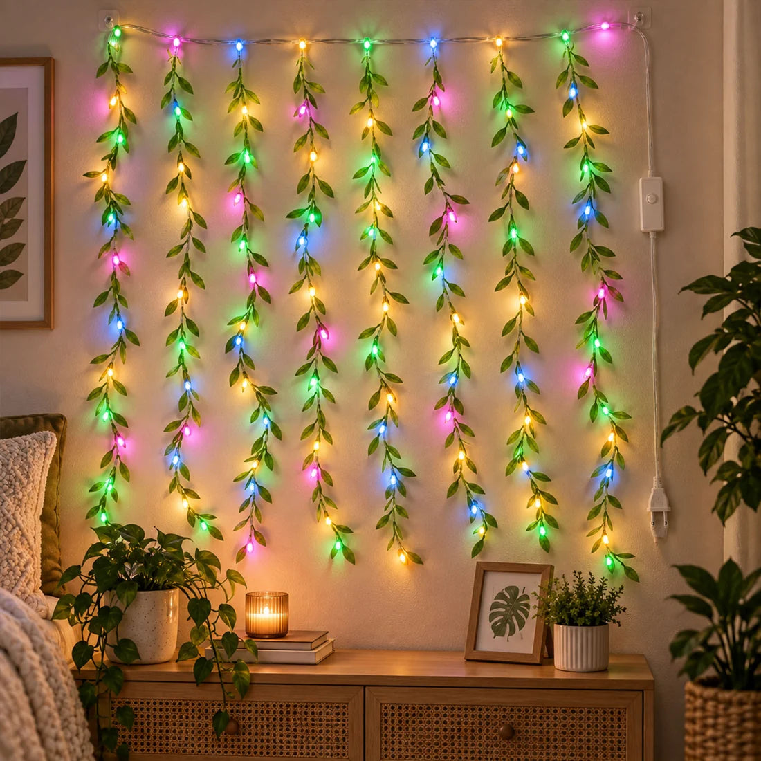 BIS Certified Decorative Leaf LED Curtain Light With Button Controller