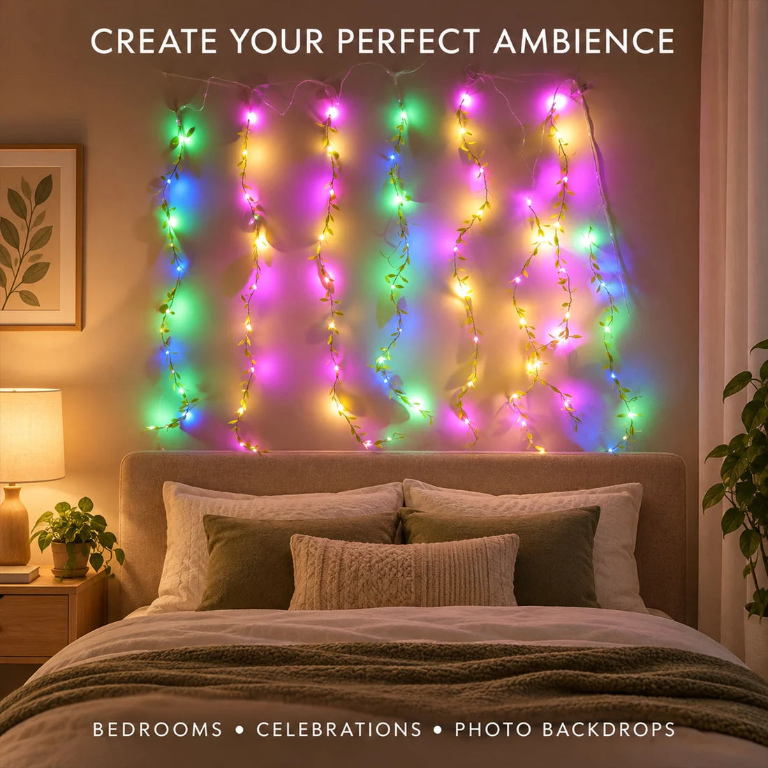 BIS Certified Decorative Leaf LED Curtain Light With Button Controller