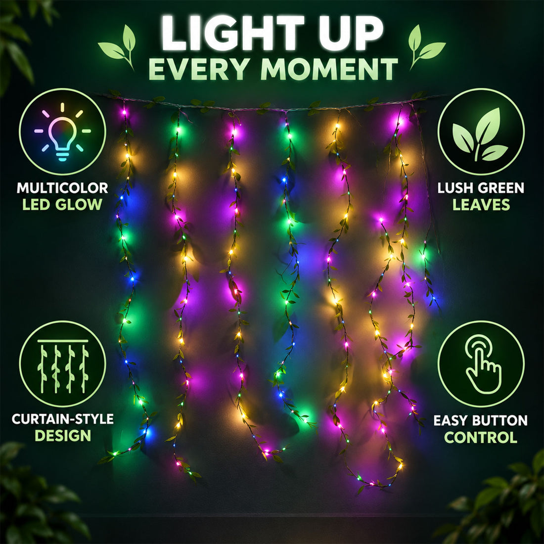 BIS Certified Decorative Leaf LED Curtain Light With Button Controller