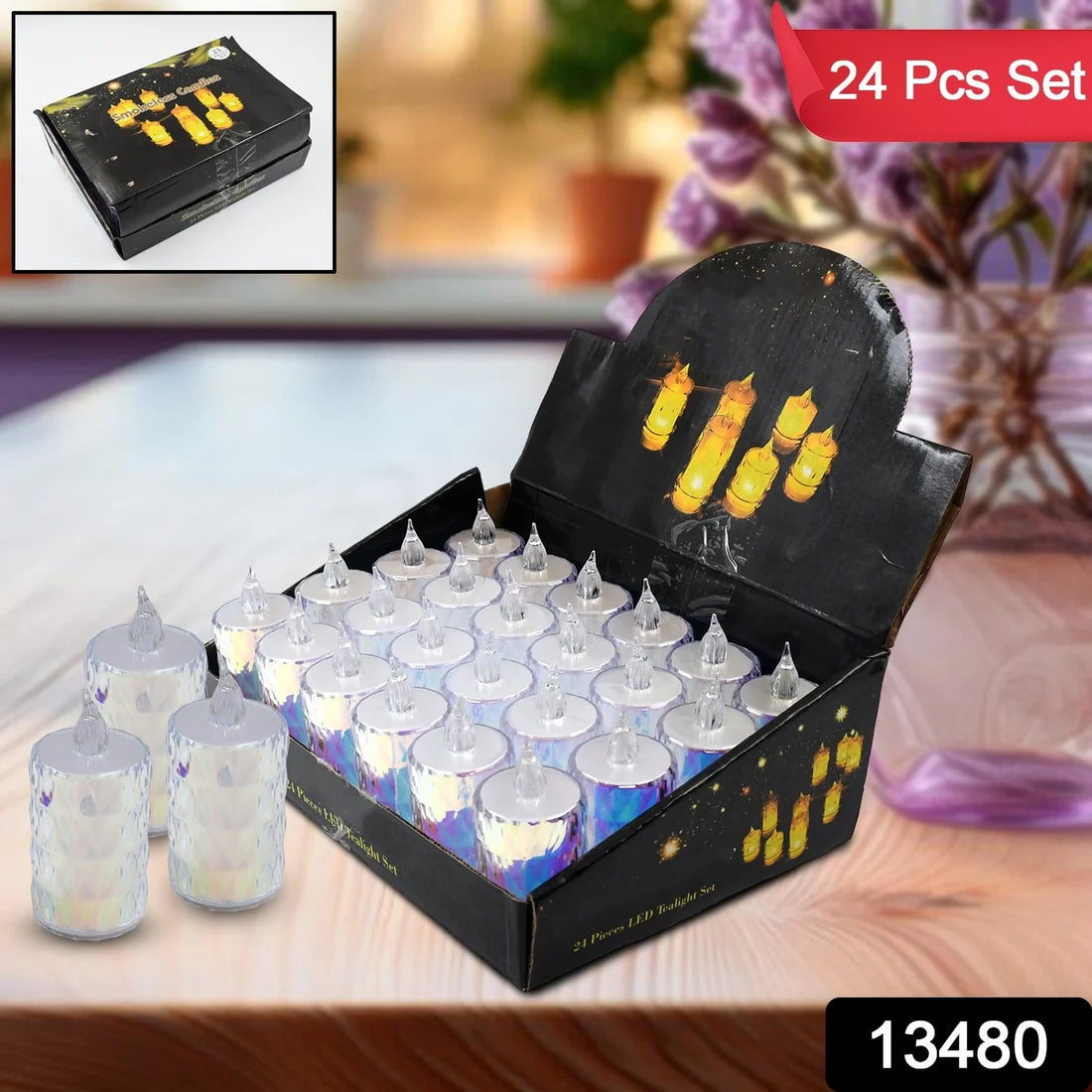 Flameless LED Tea Light Candles – 24 Pc Diwali Decor | Indo Glow