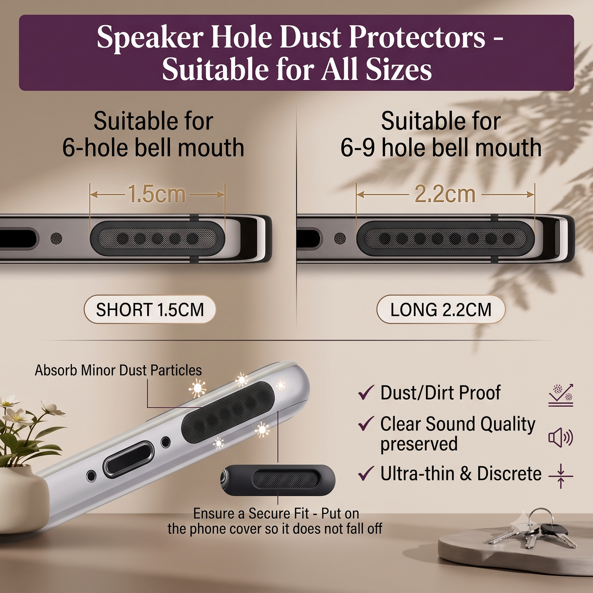 Speaker Dust Protector for Android & iPhone (10 Long & 10 Short Pcs)