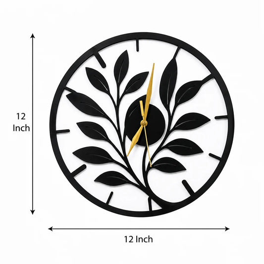 Decorative Leaf Design Wall Clock – Elegant Home Accent (12x12 Inch)