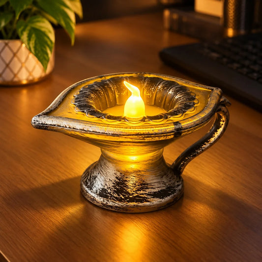 LED Flameless Diya Lamp For Home Decor, Pooja & Festive Decoration (Color May Vary, 1 PC)