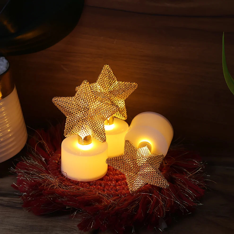 LED Star Candles – Set of 6 Flameless Decorative Tealights