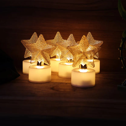 LED Star Candles – Set of 6 Flameless Decorative Tealights