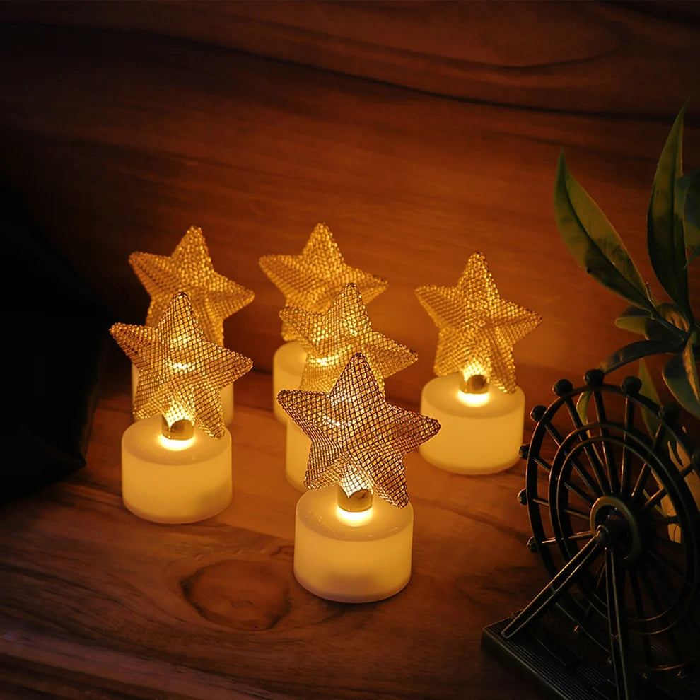 LED Star Candles – Set of 6 Flameless Decorative Tealights