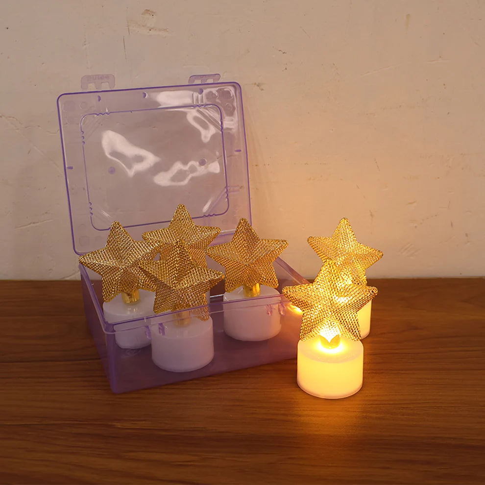 LED Star Candles – Set of 6 Flameless Decorative Tealights