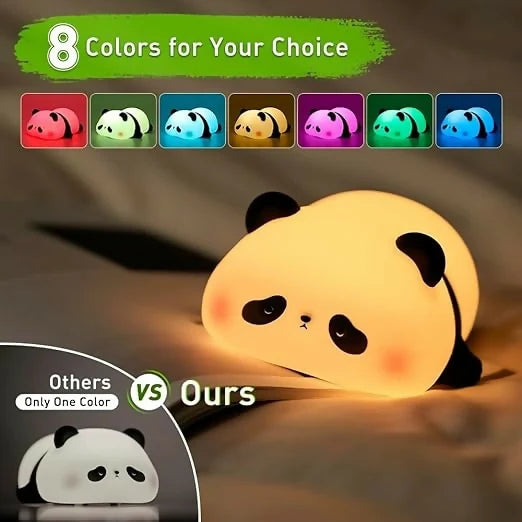 Cute Panda Silicone LED Night Lamp, USB Rechargeable Touch Bedside Light