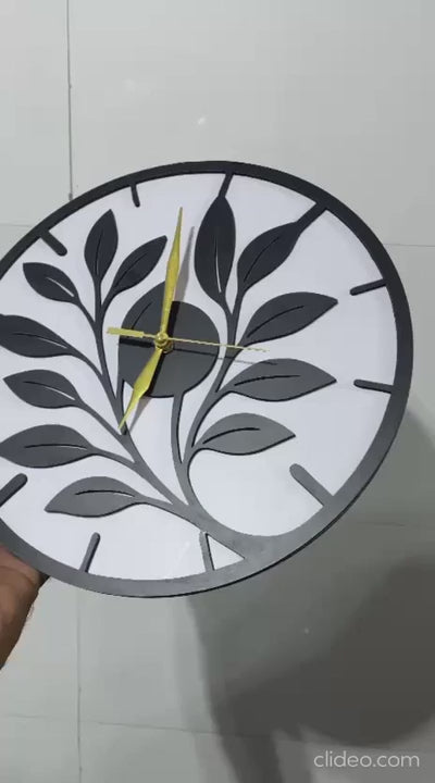 Decorative Leaf Design Wall Clock – Elegant Home Accent (12x12 Inch)