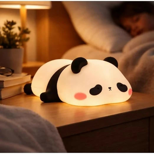 Cute Panda Silicone LED Night Lamp, USB Rechargeable Touch Bedside Light