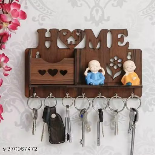 WALL DECOR MOBILE HOLDER WITH KEY HOLDER AND CHARGING POINT